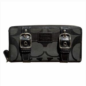 Coach Black and Silver Zipper Wallet Case